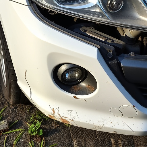 damaged car bumper