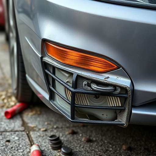 damaged car bumper