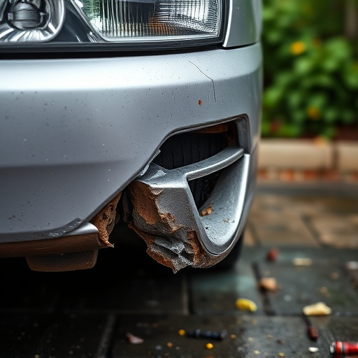 damaged car bumper