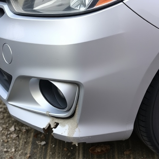 damaged car bumper