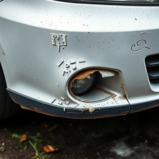 damaged car bumper