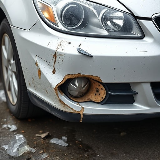 damaged car bumper