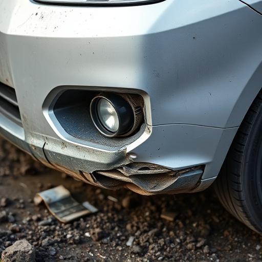 damaged car bumper