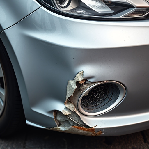 damaged car bumper