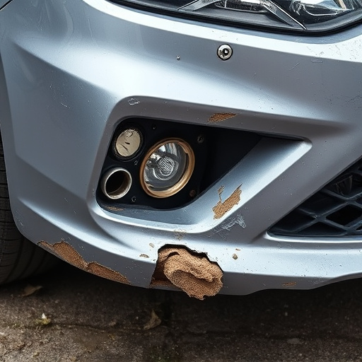 damaged car bumper