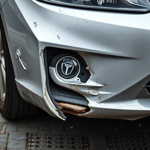 damaged car bumper