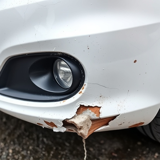 damaged car bumper