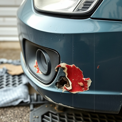 damaged car bumper