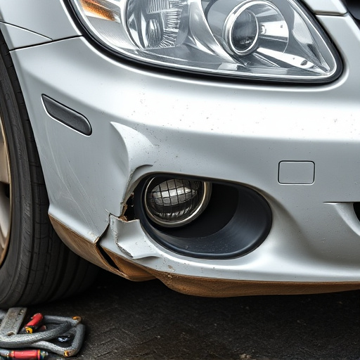 damaged car bumper