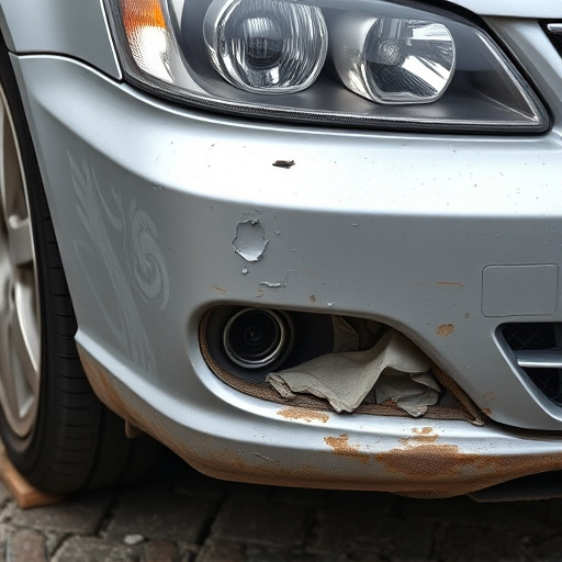 damaged car bumper