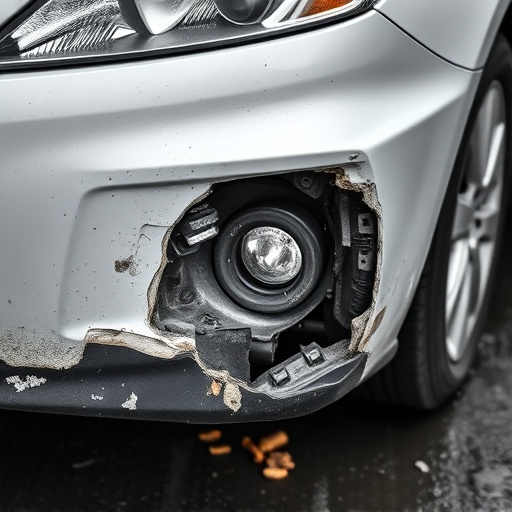 damaged car bumper
