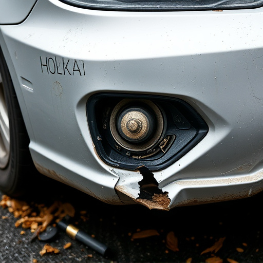 damaged car bumper