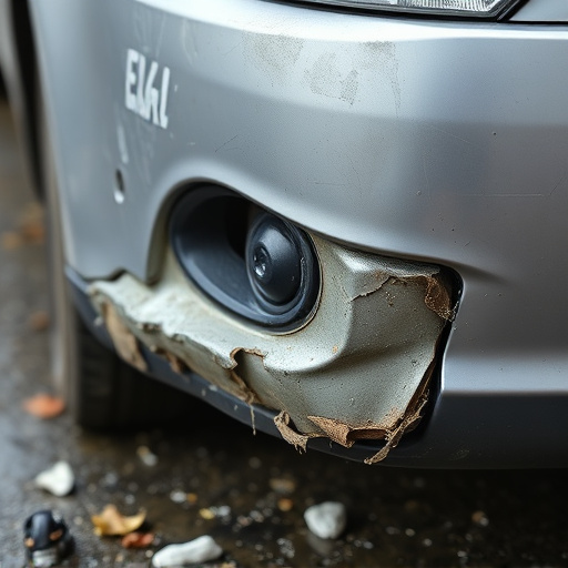 damaged car bumper