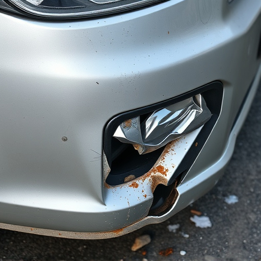 damaged car bumper