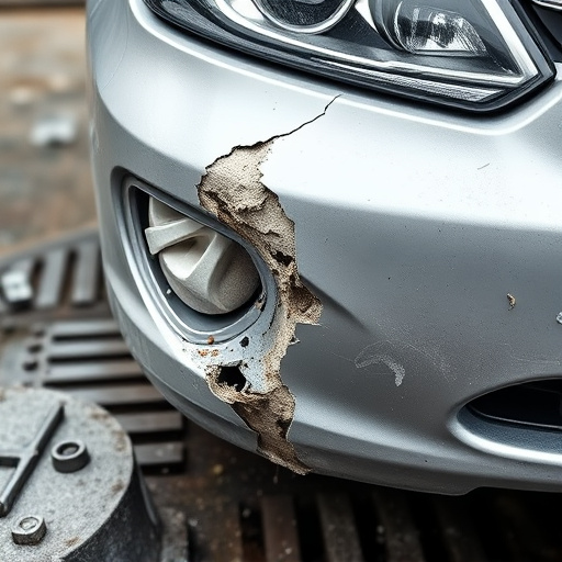 damaged car bumper