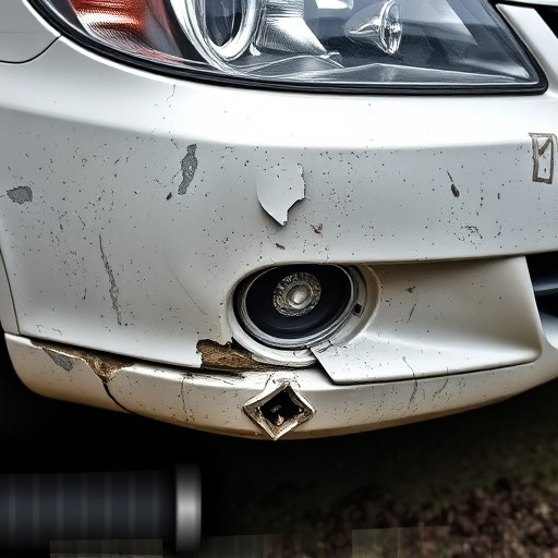 damaged car bumper