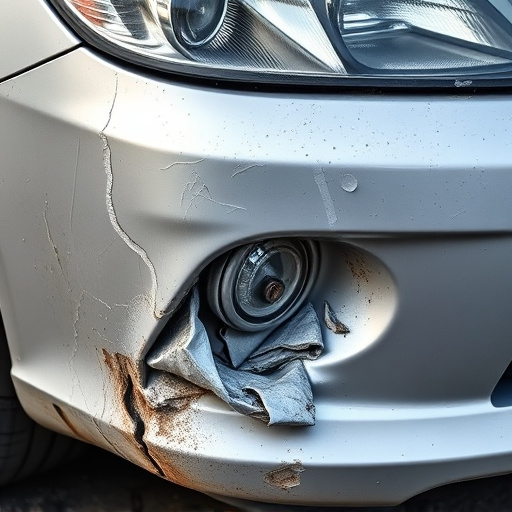 damaged car bumper