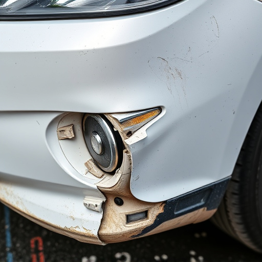 damaged car bumper