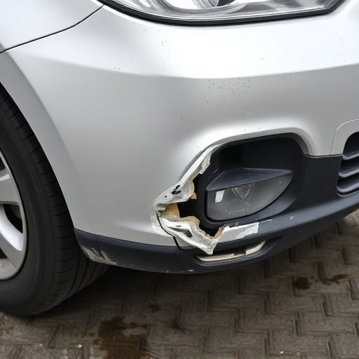 damaged car bumper
