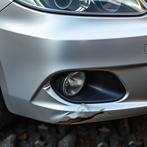 damaged car bumper
