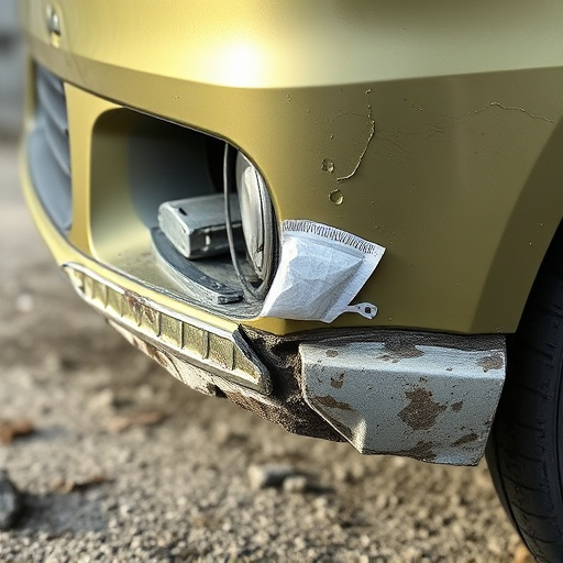 damaged car bumper
