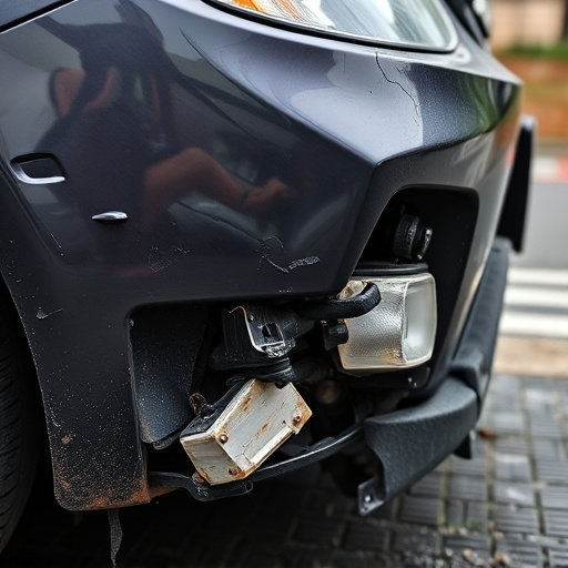 damaged car bumper
