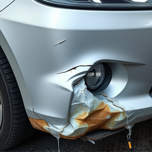 damaged car bumper