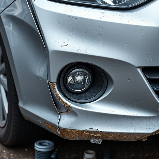 damaged car bumper