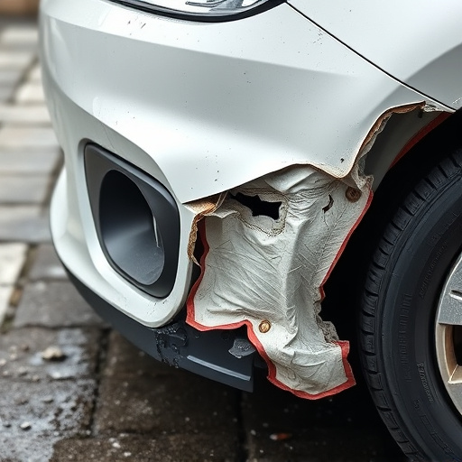 damaged car bumper