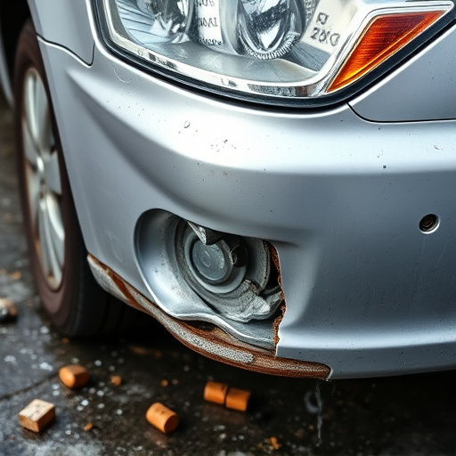 damaged car bumper