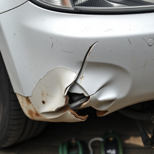 damaged car bumper
