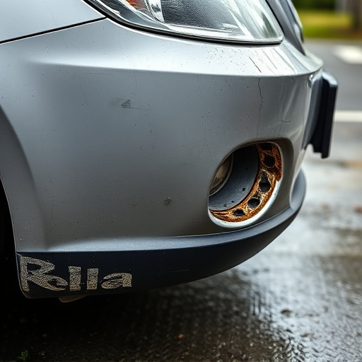 damaged car bumper