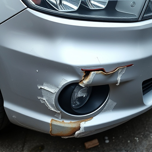damaged car bumper