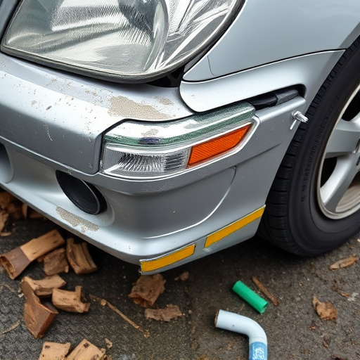 damaged car bumper