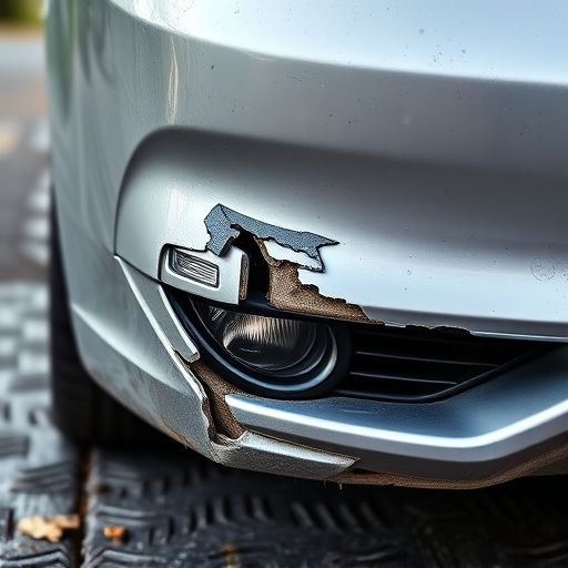 damaged car bumper