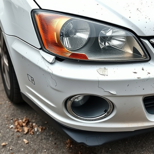 damaged car bumper