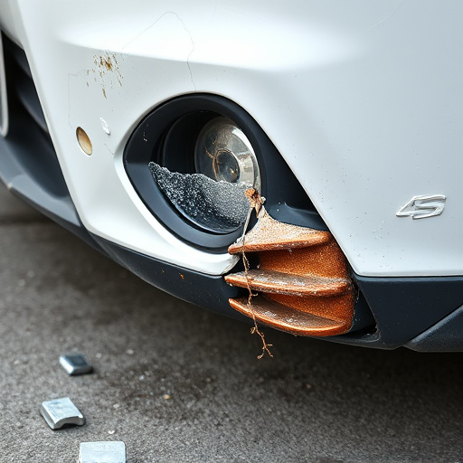 damaged car bumper