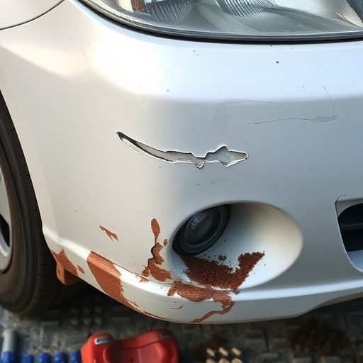 damaged car bumper