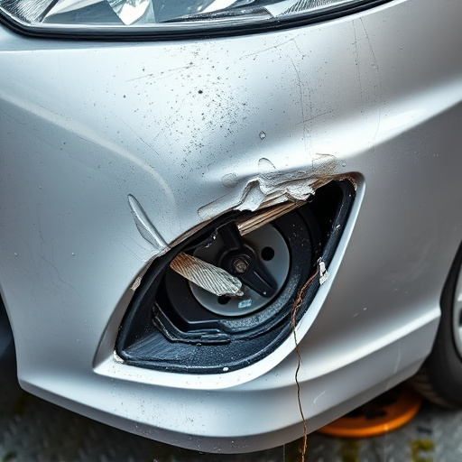damaged car bumper