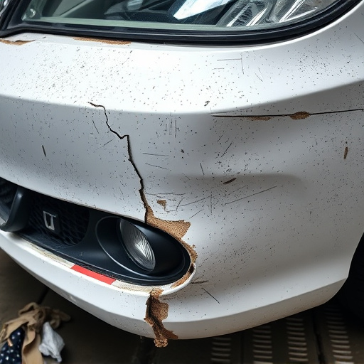 damaged car bumper