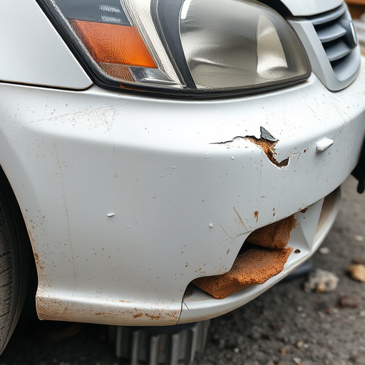 damaged car bumper