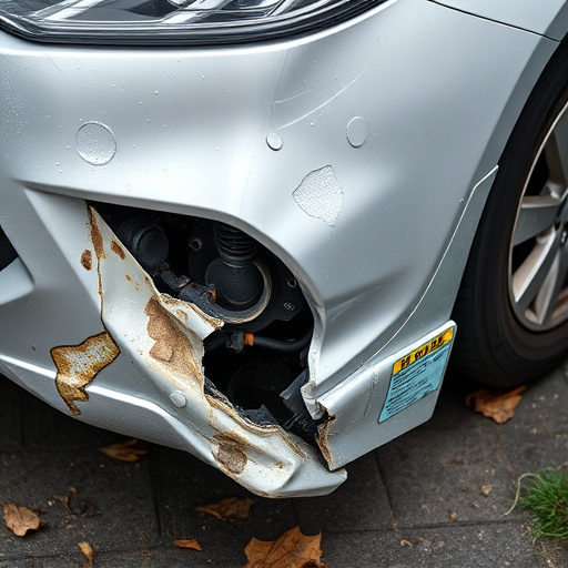 damaged car bumper
