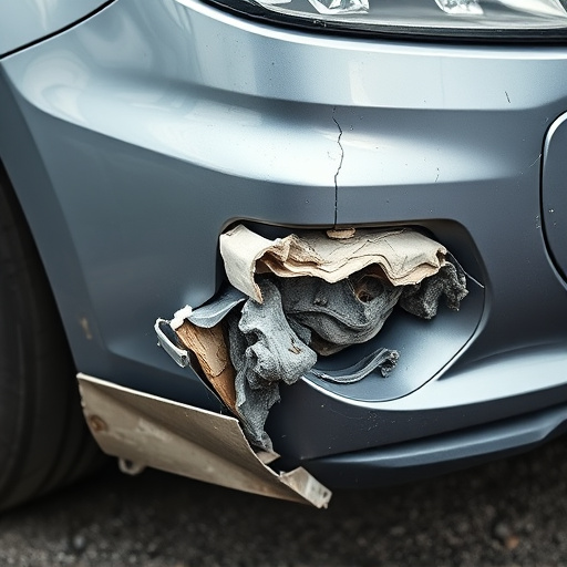 damaged car bumper