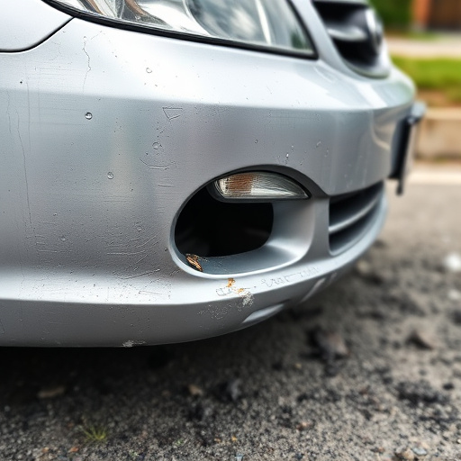 damaged car bumper
