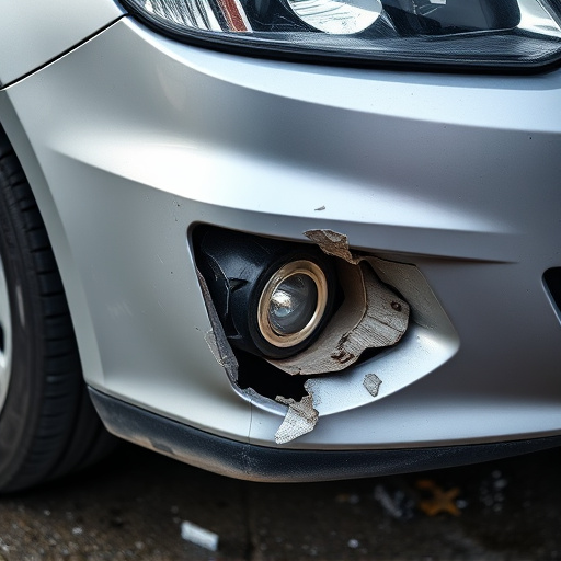 damaged car bumper
