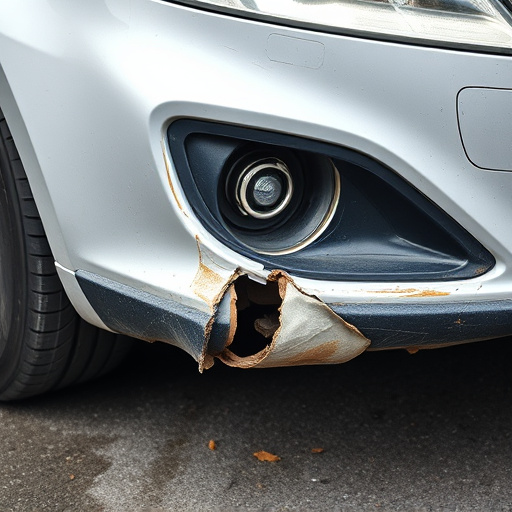 damaged car bumper