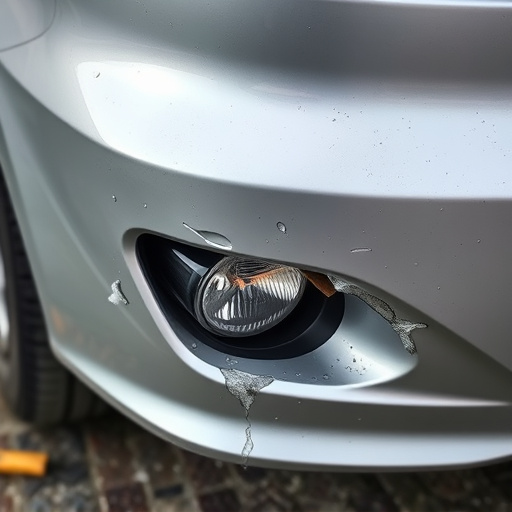 damaged car bumper