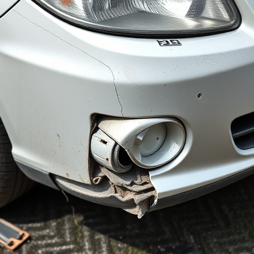 damaged car bumper
