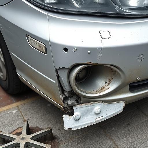 damaged car bumper