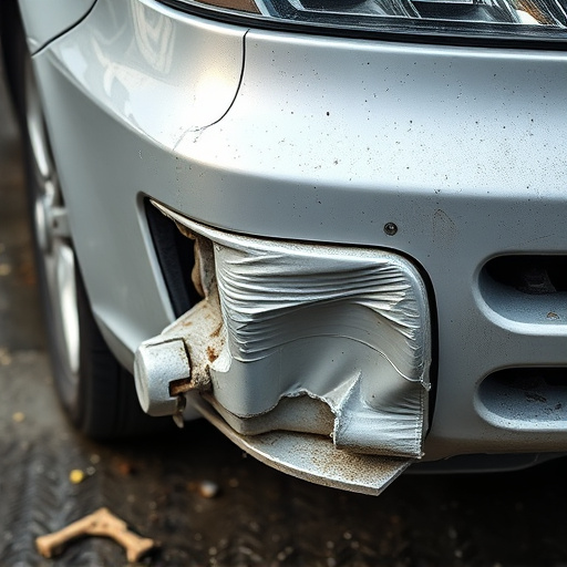 damaged car bumper